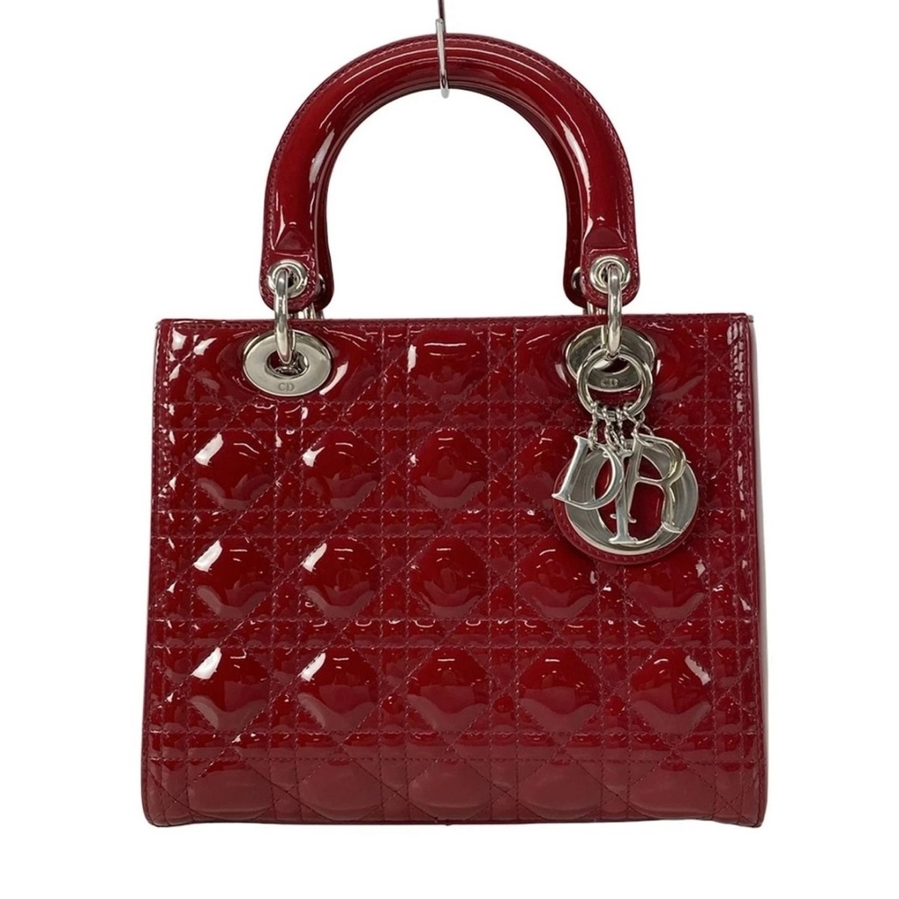 Lady Dior Medium Red Patent Leather Bag